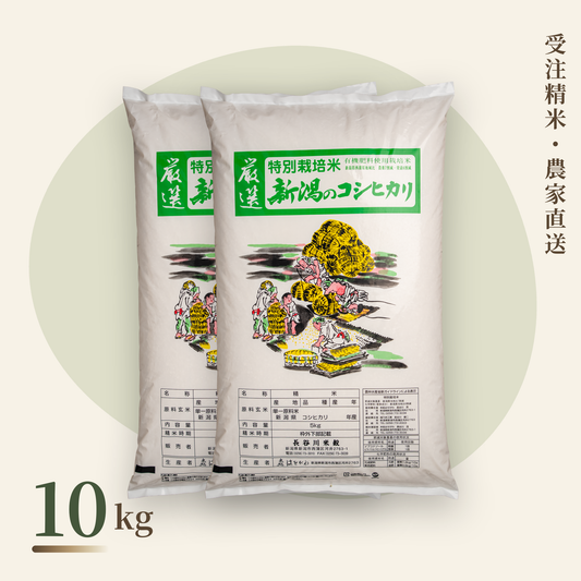 新潟コシヒカリ 特別栽培米 10kg（5kg袋×2）｜農家直送・受注精米｜長谷川米穀